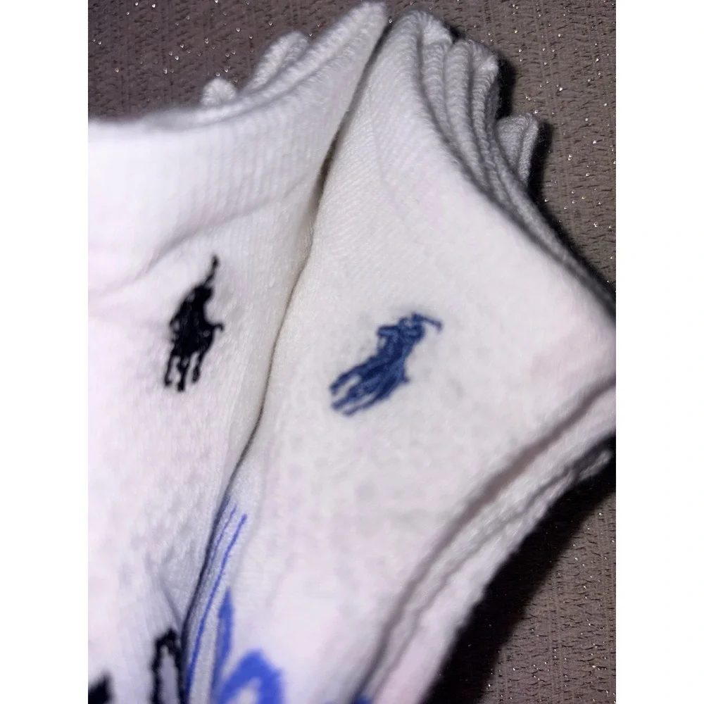 Polo Ralph Lauren No‎ Show Socks 9-11 White New 6-Pack Embroidered Pony Logo